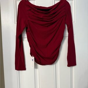 Elegant Red Draped Women's Top